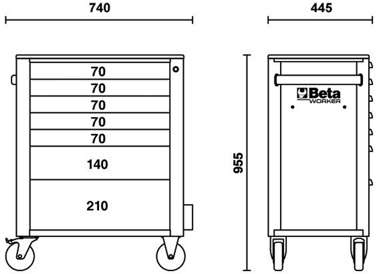 Chest of drawers measurements Beta BW 2400S 7/IS with 7 drawers