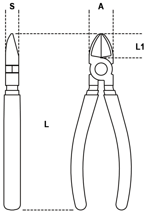 Schema tecnico tronchese taglietni diagonali Beta 1082BA