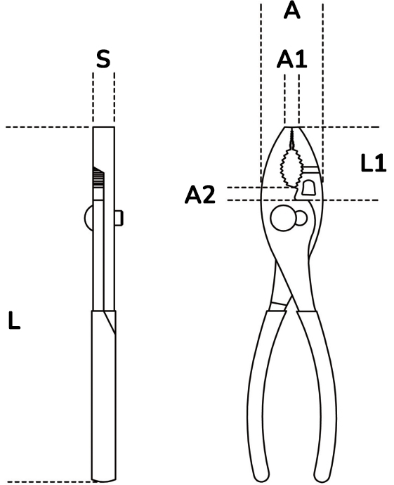 Schema tecnico pinza regolabile Beta 1153INOX 