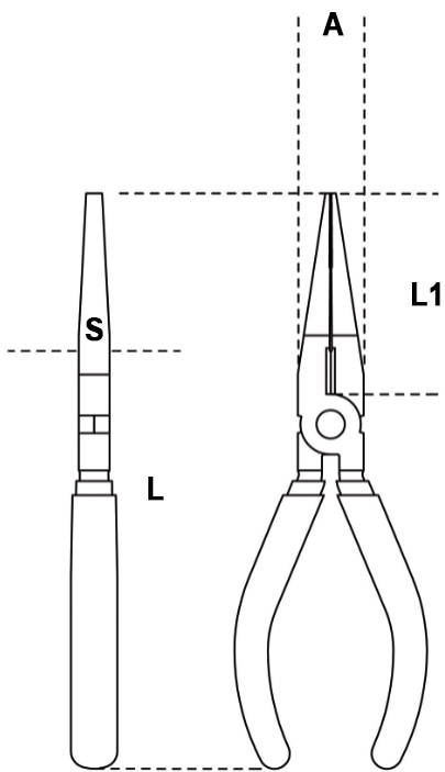 Schema tecnico pinza becchi piatti lunghissimi diritti Beta 1162BA