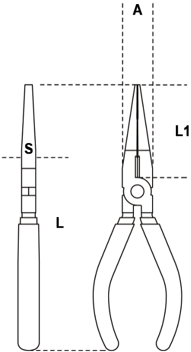 Schema tecnico pinza becchi mezzotondi lunghissimi diritti Beta 1166BA