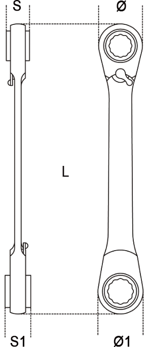 Schema tecnico chiave a cricchetto Beta 195