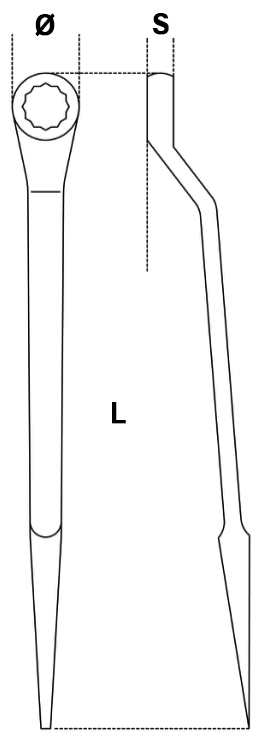 Schema tecnico chiave poligonale semplice Beta 89BA