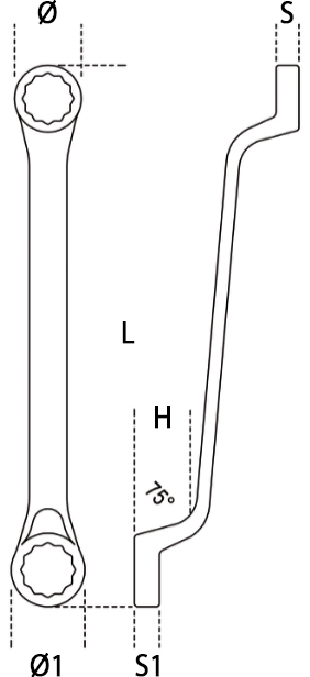 Schema tecnico chiave poligonale Beta 90