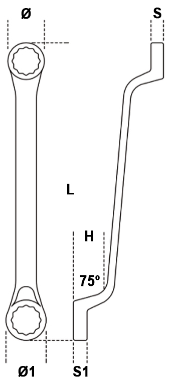 Schema tecnico chiave poligonale doppia Beta 90BA