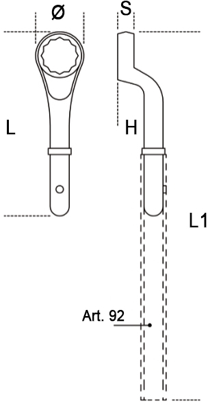 Schema tecnico chiave poligonale Beta 91