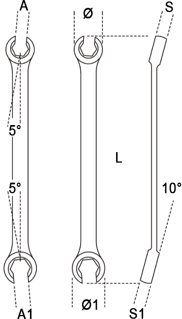 Schema tecnico chiave poligonale Beta 94