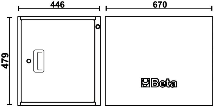 Schema tecnico armadio con anta C58MA Beta Utensili