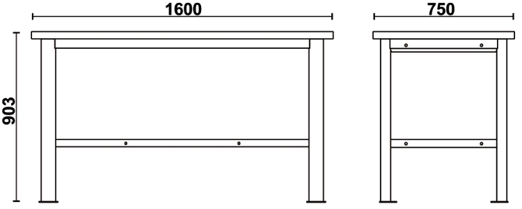 Schema tecnico misure banco da lavoro C58BC-X1,6 Beta Utensili