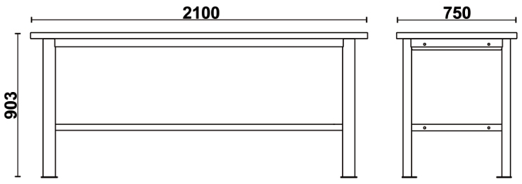 Schema tecnico misure banco da lavoro C58BC-W2,1 Beta Utensili