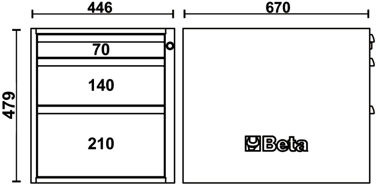 Schema tecnico cassettiera C58CSH 3C Beta Utensili