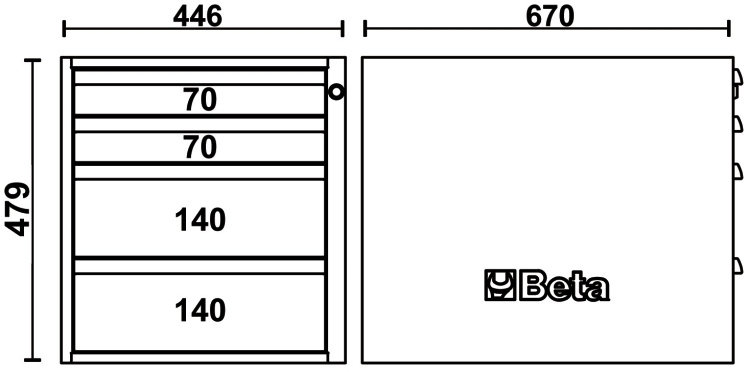 Schema tecnico cassettiera C58CSH 4C Beta Utensili