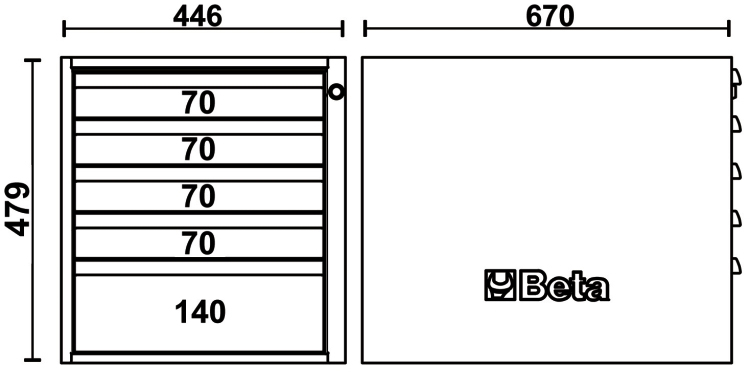 Schema tecnico cassettiera C58CSH 5C Beta Utensili