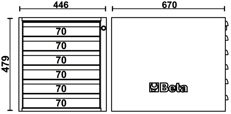 Schema tecnico cassettiera C58CSH 6C Beta Utensili