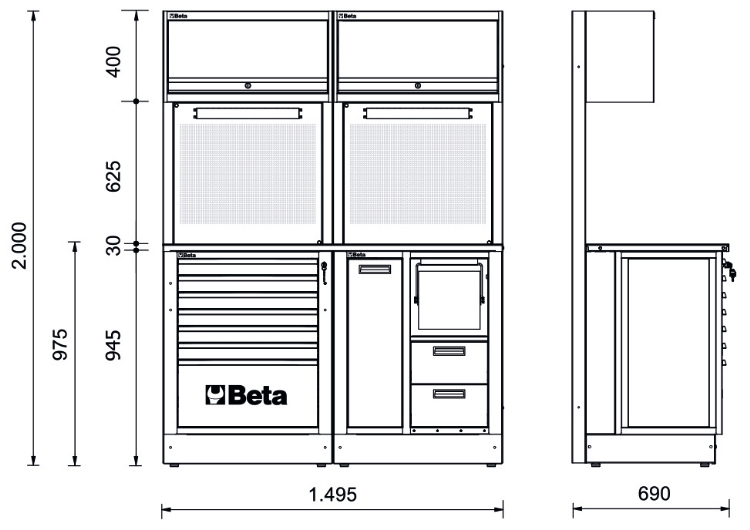 Schema tecnico arredamento officina Beta RSC55 A