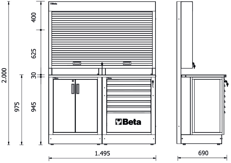 Schema tecnico arredamento officina Beta RSC55 B