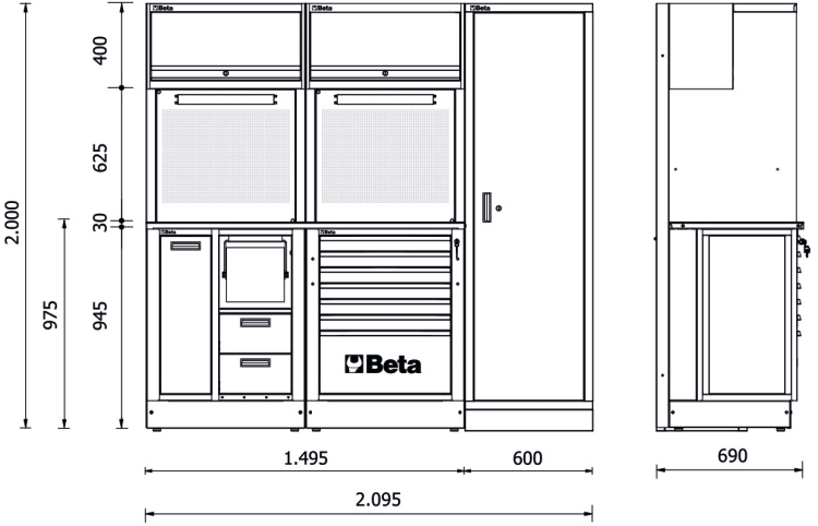 Schema tecnico arredamento officina Beta RSC55 C