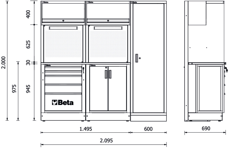 Schema tecnico arredamento officina Beta RSC55 D