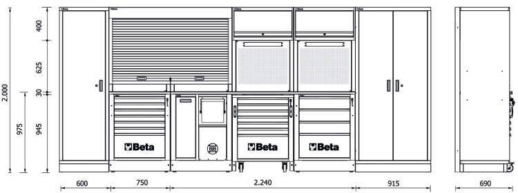 Schema tecnico arredamento officina Beta RSC55