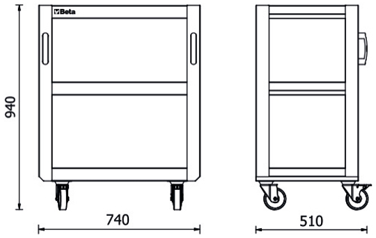 Schema tecnico carrello a 3 piani Beta RSC50