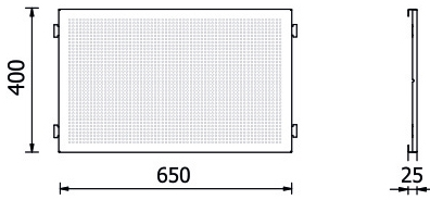 Misure pannello forato Beta RSC50 PFS