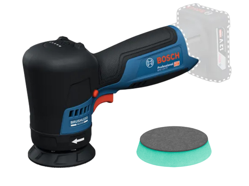 Bosch lucidatrice rotativa a batteria GPO 12V-77 Professional con platorello 77mm