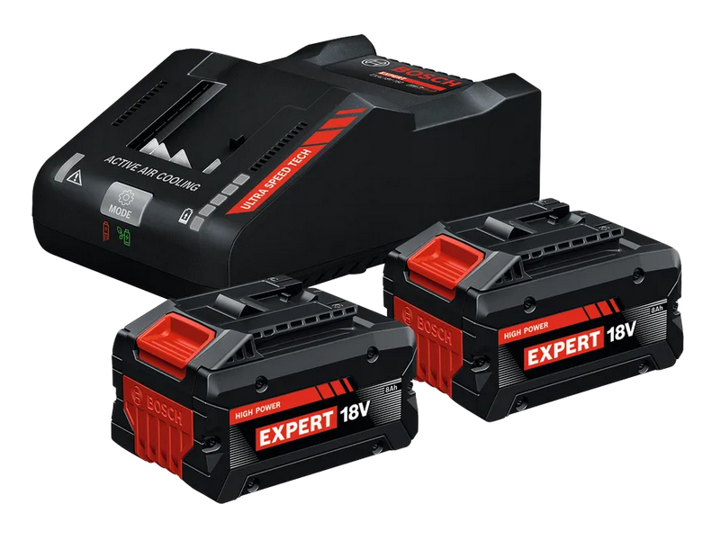 Set ricarica Bosch Expert 2 batterie EXBA18V-80 8Ah e caricabatteria EXAL18V-160