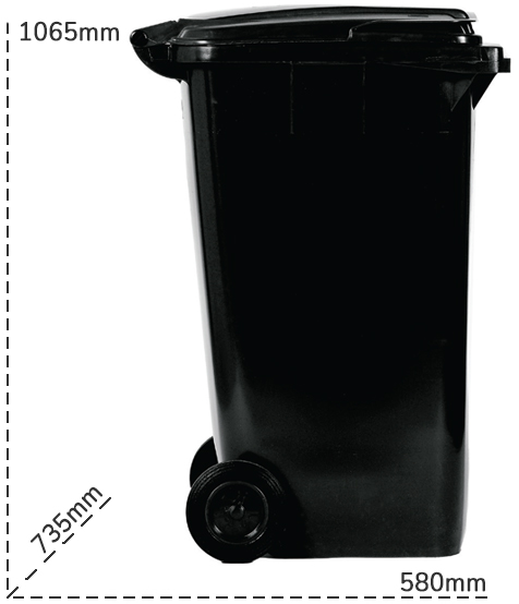 Schema tecnico bidone carrellato portarifiuti Carvel 240 litri