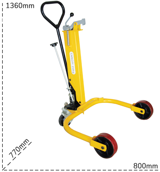 Schema tecnico carrello per fusti metallici Carvel