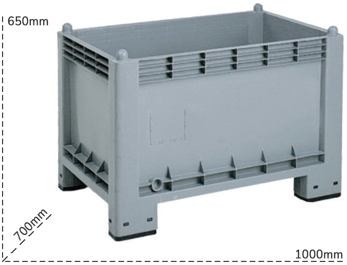 Schema tecnico cassa pallet con 4 piedi Carvel 285 litri