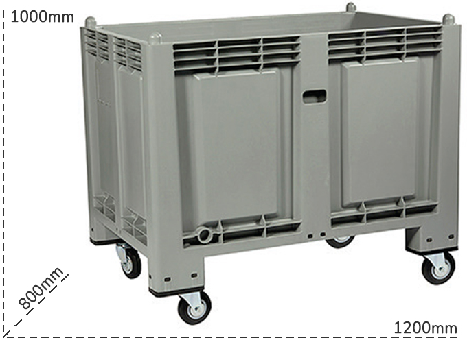 Schema tecnico cassa pallet con 4 ruote Carvel 600 litri