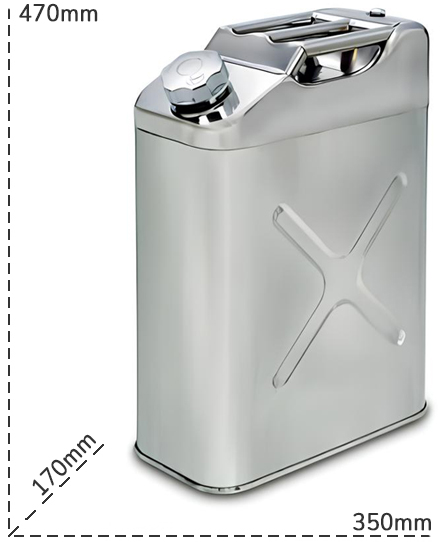 Schema tecnico tanica in acciaio inox per carburante Carvel 20 Lt