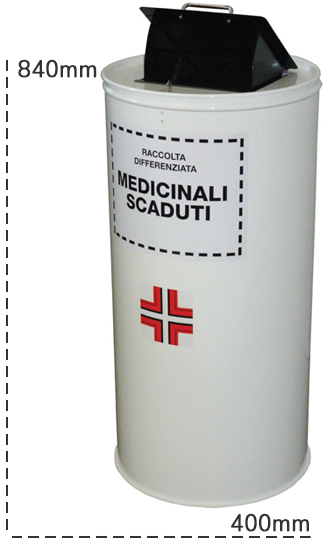 Schema tecnico contenitore raccolta differenziata medicali scaduti Carvel 100 litri
