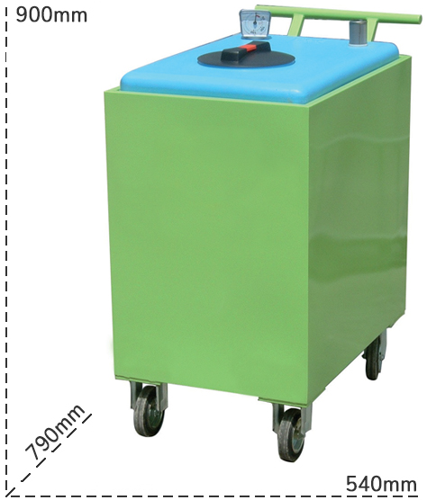 Schema tecnico stazione stoccaggio olio esausto Cub Oil carrellato Carvel 300 litri
