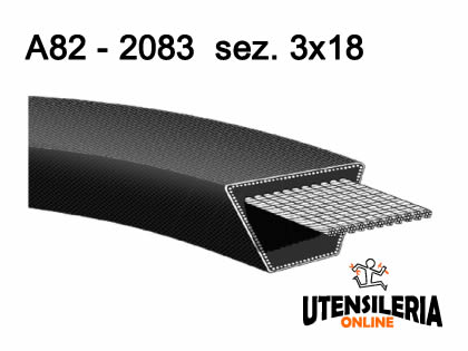Cinghia Trapezoidale In Gomma Telata Ama – Tipo A83, Sviluppo Interno 2100 Mm, Per Agricoltura E Giardinaggio