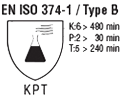 Icona cofra norma EN ISO 374-1 KPT