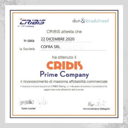 Cribis prime company premio a Cofra per la massima affidabilità commerciale