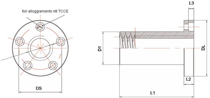 Dati tecnici Madrevite in bronzo flangiata extra long