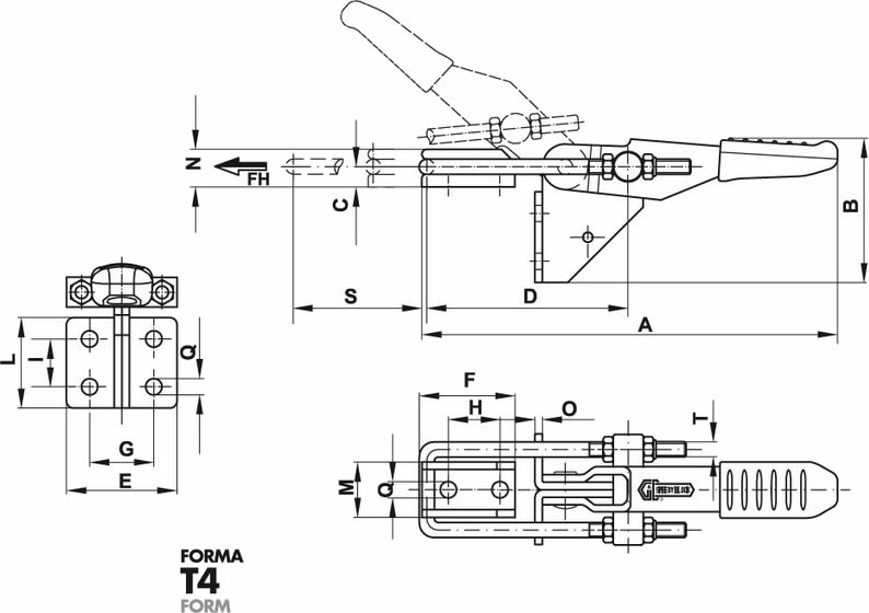 immagine dettagliata bloccaggio a tirante 160/T4