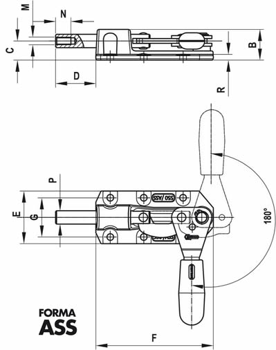 immagine dettagliata bloccaggio asta di spinta 70/ASS