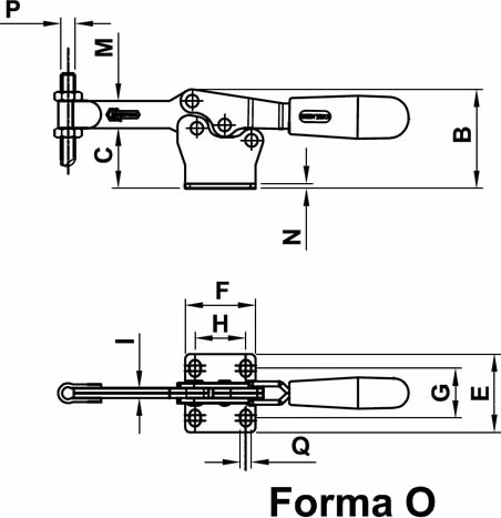 immagine dettagliata bloccaggio orizzontale inox 75/OX