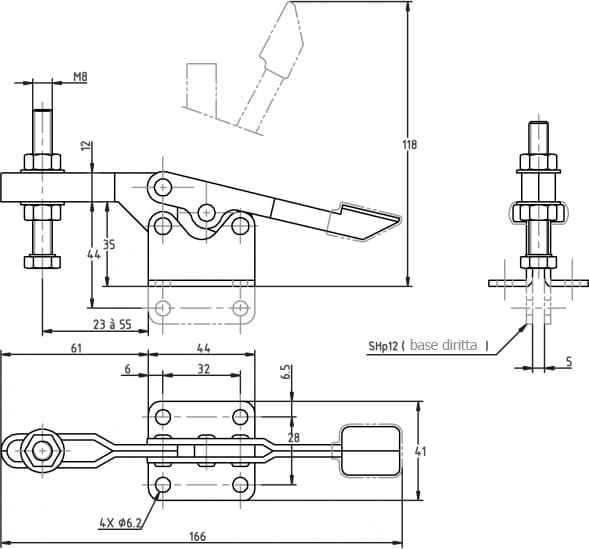 10 Pezzi GH-201-B Tenditori A Leva Orizzontale - Sgancio Rapido 220 Lbs Per Lavorazione Legno E Macchinari