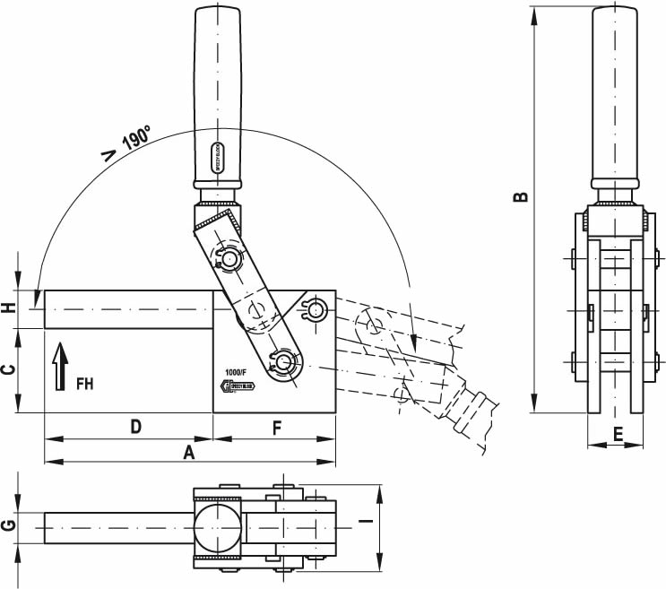 immagine dettagliata bloccaggio verticale 1000/F