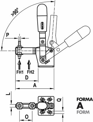 immagine dettagliata bloccaggio verticale acciaio inox 75/AX