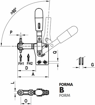 immagine dettagliata bloccaggio verticale acciaio inox 75/BX