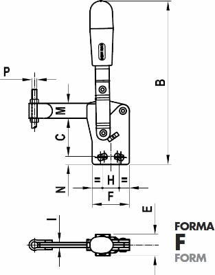 immagine dettagliata bloccaggio verticale acciaio inox 75/FX