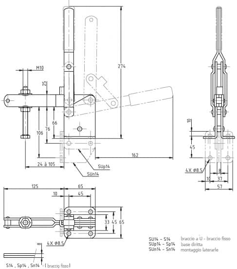 immagine dettagliata bloccaggio verticale SU-14