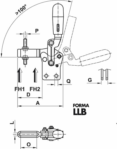 immagine dettagliata bloccaggio verticale rinforzato LLB01