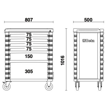 Misure cassettiere Beta C37/6 con 6 cassetti