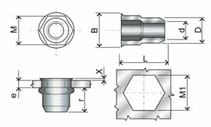 dimensioni inserti filettati M8IE